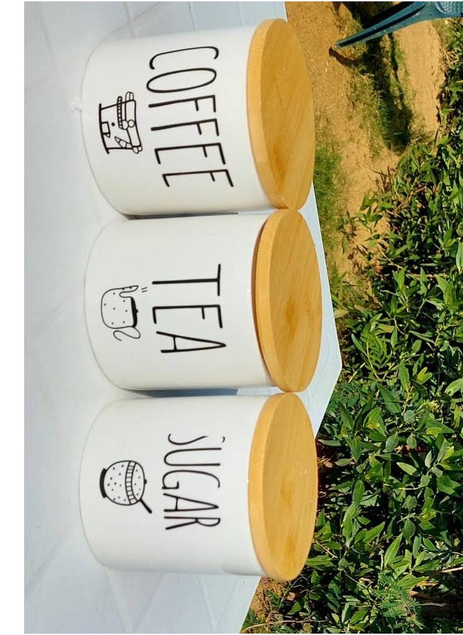 Generic - Porcelain coffee jar set 3 pieces - Image 1