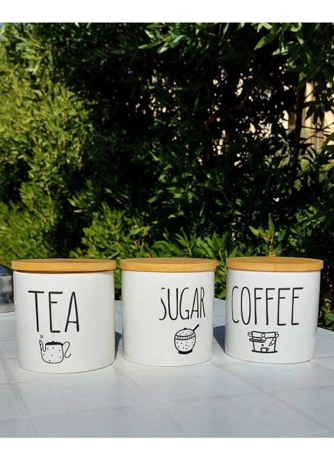 Porcelain coffee jar set 3 pieces
