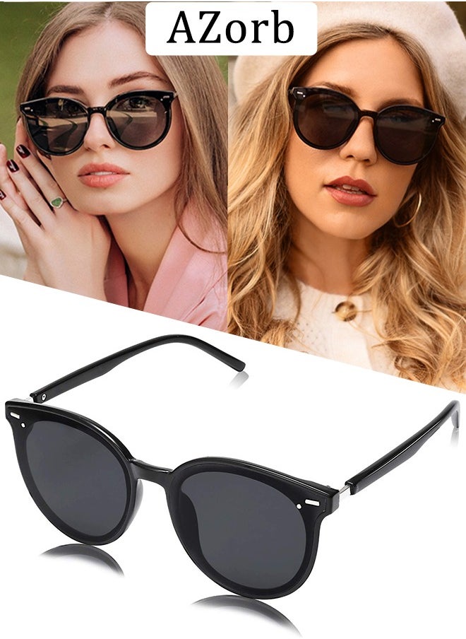 AZorb Sunglasses Women Men Retro Round Lens UV400 Protection Sun Glasses Women Ladies Glasses Fashion Butterfly Women's Sunglass for Shopping Party Travel Shades Black  - Image 1