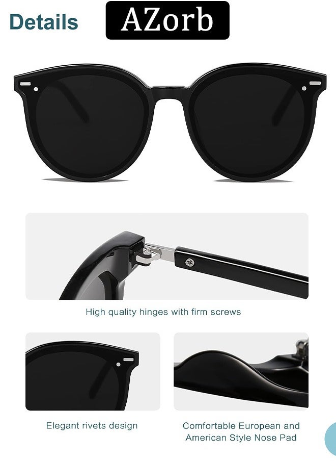 AZorb Sunglasses Women Men Retro Round Lens UV400 Protection Sun Glasses Women Ladies Glasses Fashion Butterfly Women's Sunglass for Shopping Party Travel Shades Black  - Image 3
