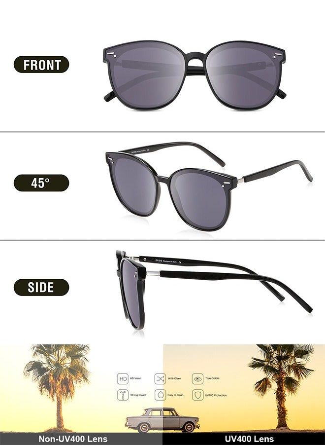 AZorb Sunglasses Women Men Retro Round Lens UV400 Protection Sun Glasses Women Ladies Glasses Fashion Butterfly Women's Sunglass for Shopping Party Travel Shades Black  - Image 4