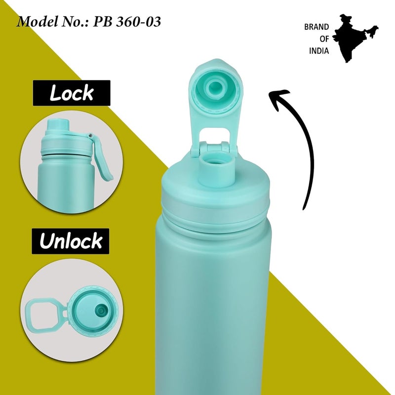 PROBOTT Probott Class 360ml Each, Thermoses Vacuum Insulated Flask Sipper Bottle, Stainless Steel Water Bottles, Leak Proof | Perfect for Toddlers | Pack of 2 | Greenish Blue + Steel Grey  - Image 5