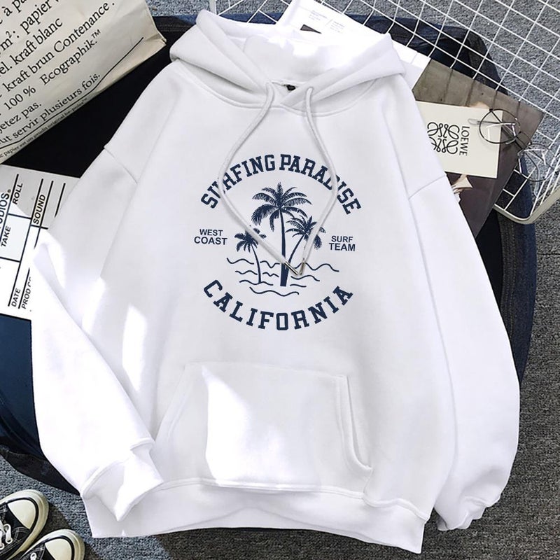 Fashionable Hoodie Cartoon Loose Sweater Women White  - Image 1