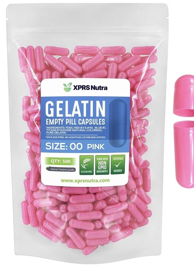 XPRS Nutra - Gelatin Empty Pill Capsules Pink Size 500 Count - Image 1