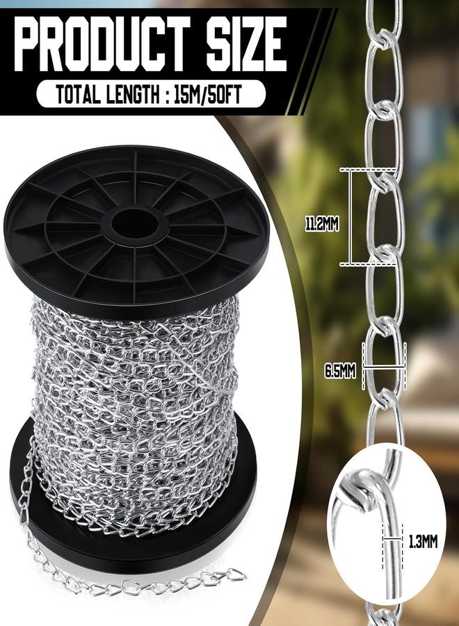 Tim Tim Agro Galvanized Steel Hanging Jack Chain, 30 ft Roll, Silver Metal Link Chain for Light Fixture, Bird Feeders, Overhead Lights, Artworks, Flowerpots, 1.3mm (Silver, 30ft) - Image 2