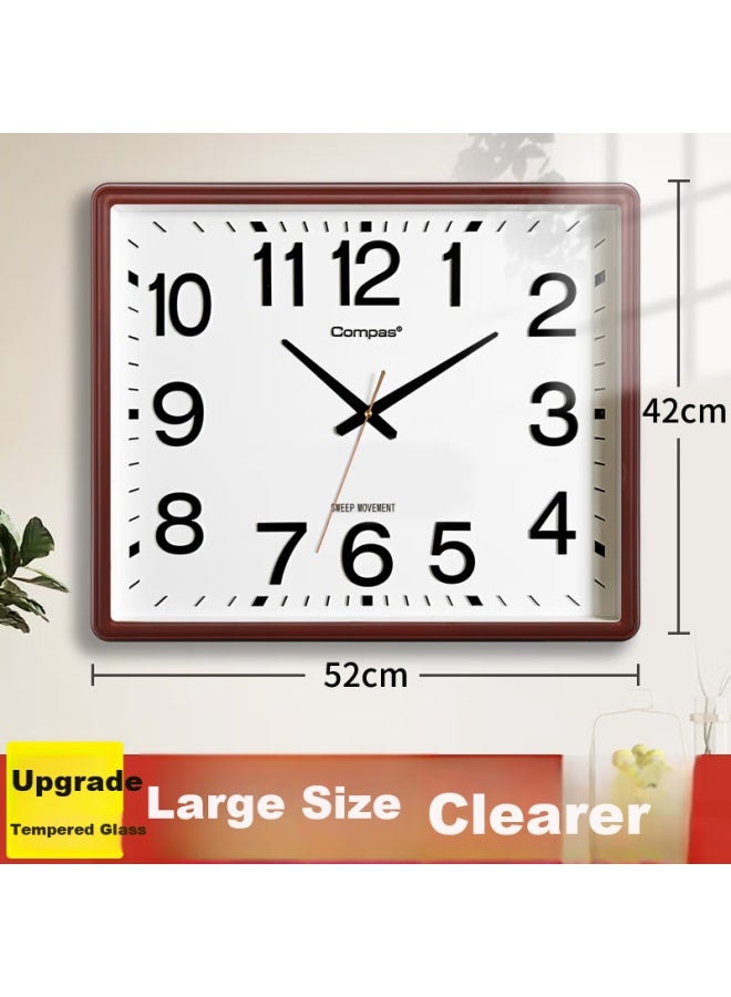 Compas Wall Clock Living Room Clock Home New Quartz Clock Wall Clock 3443a Oak Color 52cm - Image 1