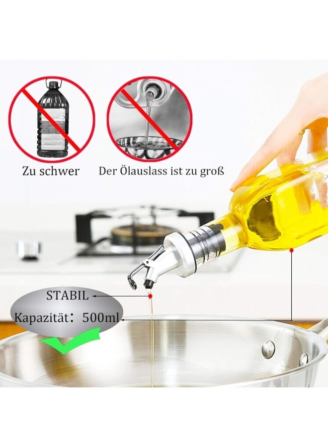 موزع الخل والزيت، عبوة من قطعتين، زجاجة زيت زجاجية مع صب، موزع زيت زيتون مع غطاء مضاد للاوساخ، 500 مل، مانعة للتسرب وخالية من التنقيط - Image 5