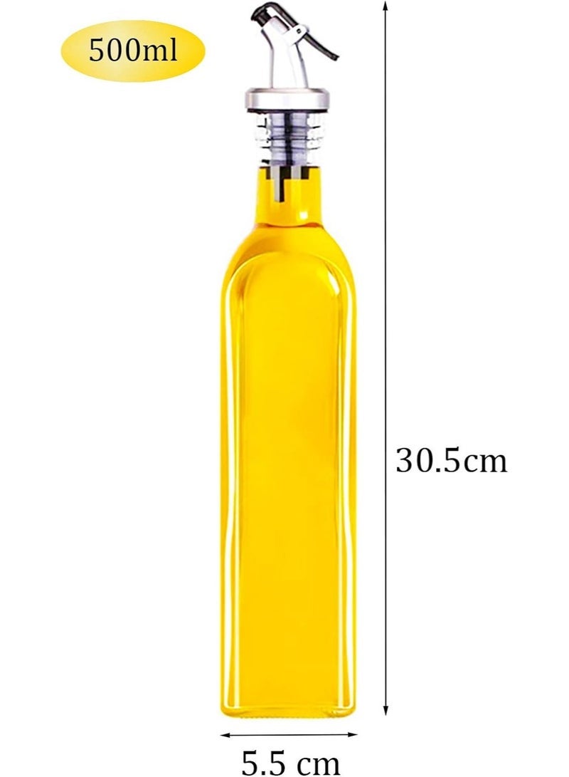 موزع الخل والزيت، عبوة من قطعتين، زجاجة زيت زجاجية مع صب، موزع زيت زيتون مع غطاء مضاد للاوساخ، 500 مل، مانعة للتسرب وخالية من التنقيط - Image 3
