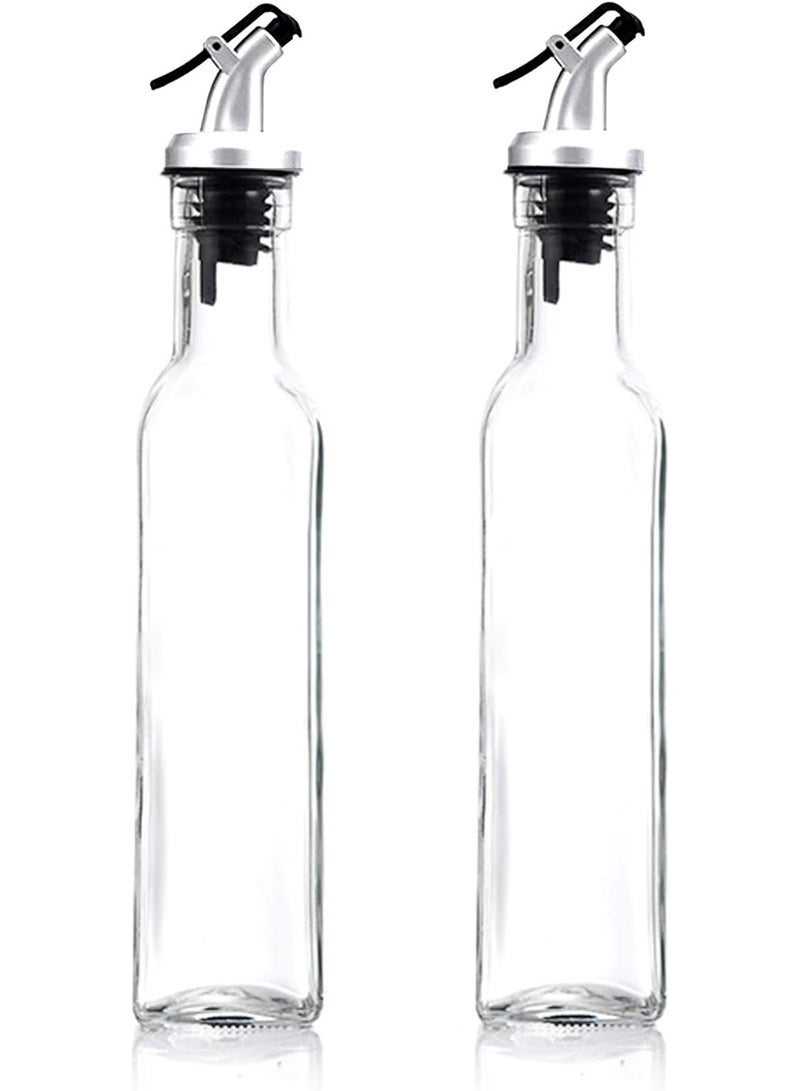 موزع الخل والزيت، عبوة من قطعتين، زجاجة زيت زجاجية مع صب، موزع زيت زيتون مع غطاء مضاد للاوساخ، 500 مل، مانعة للتسرب وخالية من التنقيط - Image 4