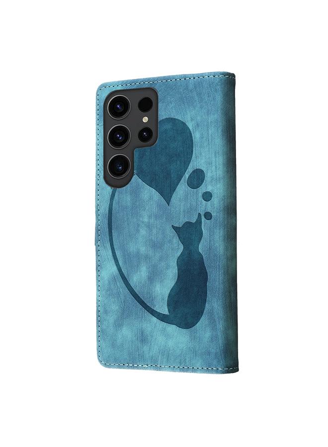 S-TOP Case For Samsung Galaxy S25 Ultra 5G Pen Heart Cat Embossed Leather Phone Case - Image 3