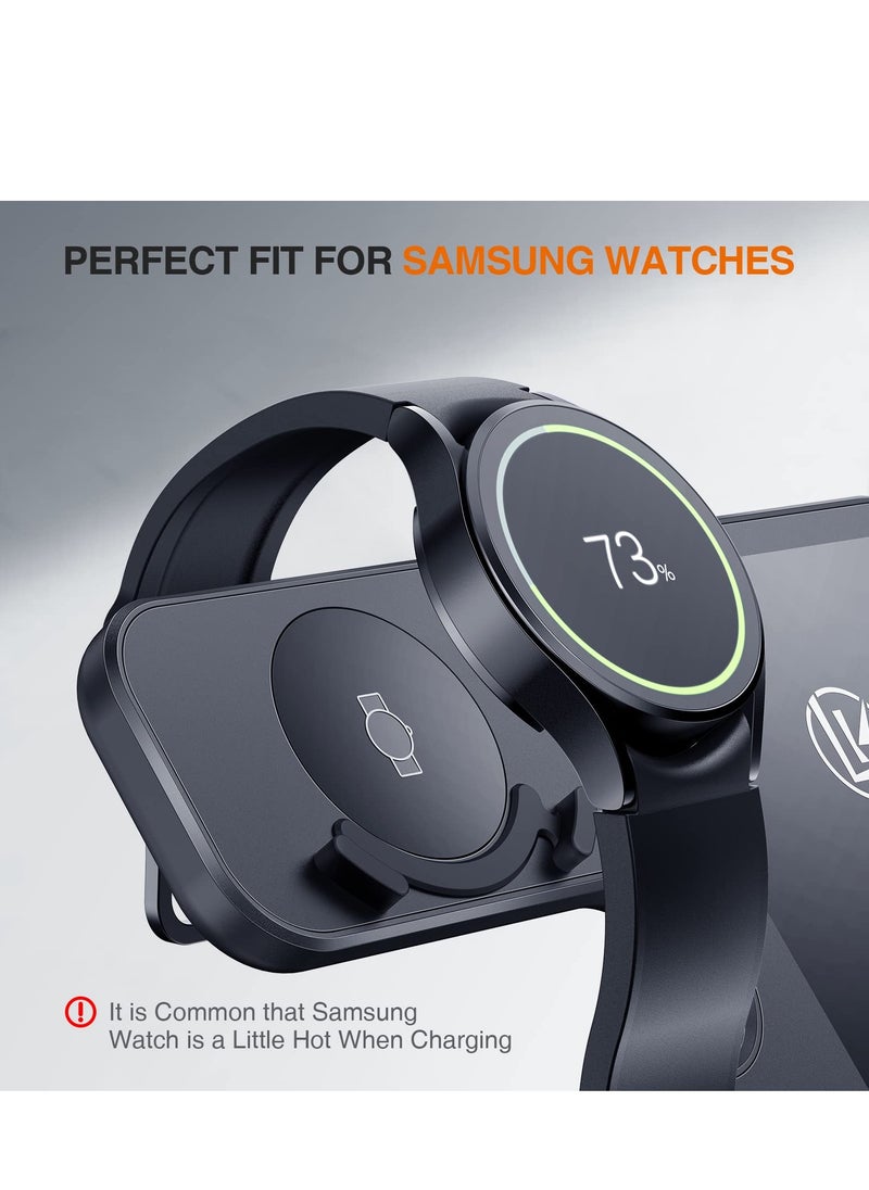 Generic - 3-in-1 Wireless Charging Station for Samsung Galaxy Watch 4/3/Active 2/1, Compatible with S22 Ultra, S21, S20, Note20, Z Flip 4/3, Z Fold, and Galaxy Buds - Black - Image 1