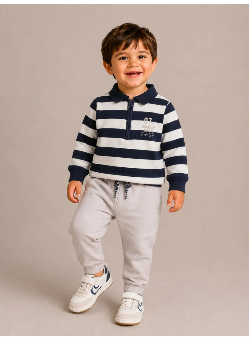 Dirkje Boys Striped Collared Long-sleeve & Jogger Pants Set