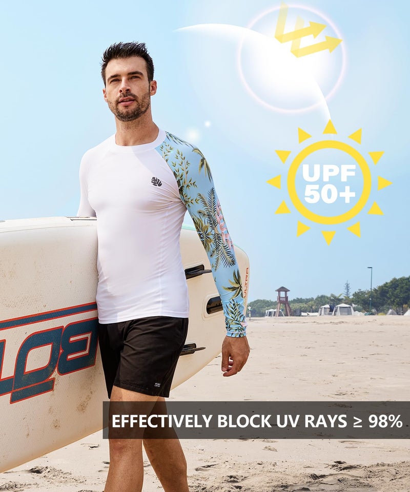 HUGE SPORTS HUGE SPORTS Men's Rash Guard Long Sleeves UPF 50+ UV Sun Protection Quick Drying Splice Compression Swim Shirts - Image 5
