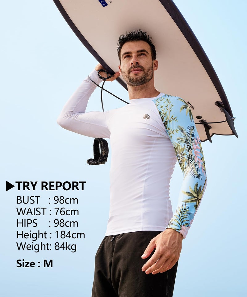 HUGE SPORTS HUGE SPORTS Men's Rash Guard Long Sleeves UPF 50+ UV Sun Protection Quick Drying Splice Compression Swim Shirts - Image 4