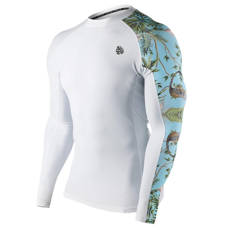 HUGE SPORTS HUGE SPORTS Men's Rash Guard Long Sleeves UPF 50+ UV Sun Protection Quick Drying Splice Compression Swim Shirts - Image 1