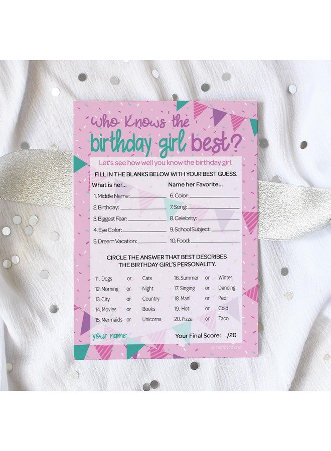 دسكتيكتفز لعبة حفلات مميزة من "من يعرف أفضل لعبة لحفلة عيد الميلاد" - 10 بطاقات ألعاب - لوازم حفلات عيد ميلاد للفتيات المراهقات باللونين الوردي والأرجواني - Image 5