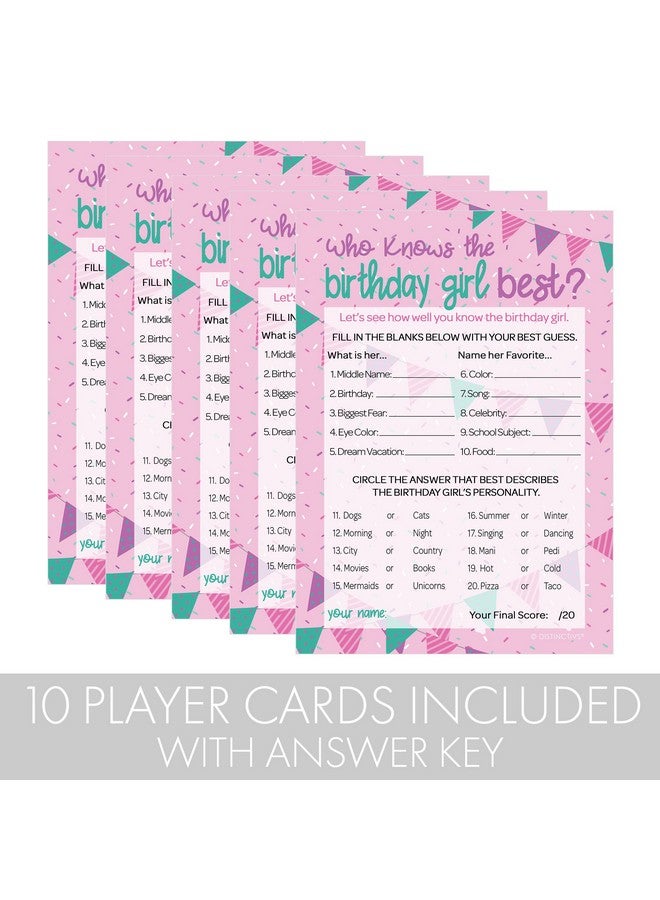 دسكتيكتفز لعبة حفلات مميزة من "من يعرف أفضل لعبة لحفلة عيد الميلاد" - 10 بطاقات ألعاب - لوازم حفلات عيد ميلاد للفتيات المراهقات باللونين الوردي والأرجواني - Image 3