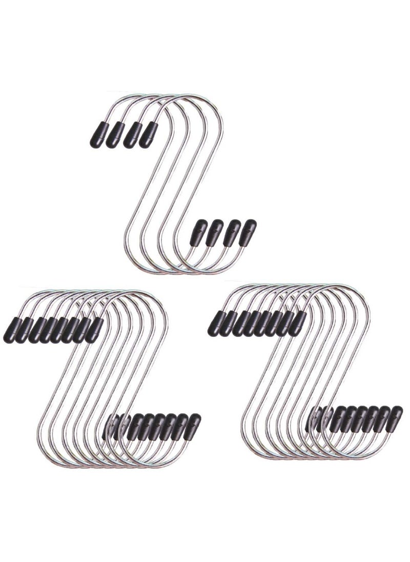 Turbid Turbid S Hook Large Vinyl Coated S Hooks with Stopper Non Slip Heavy Duty Steel Metal Black Rubber Coated Closet S Hooks for Hanging Jeans Plants Jewelry Pot Pan Cups Towels 8  - Image 1