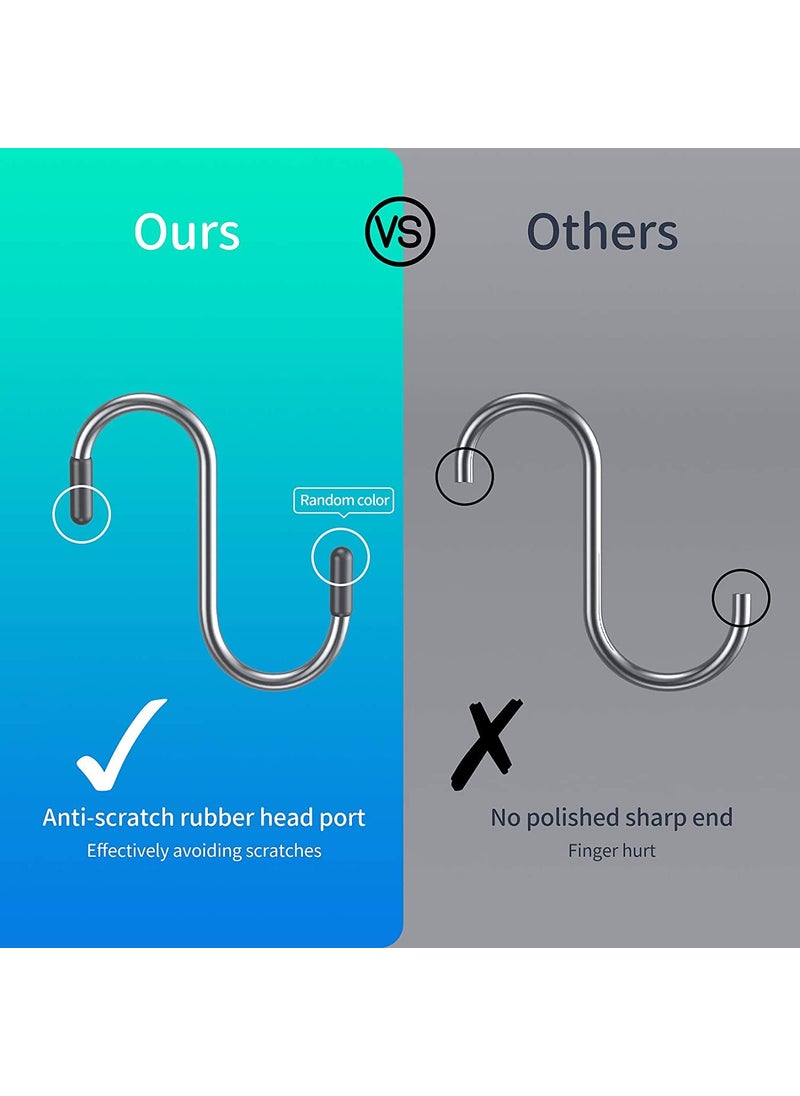 Turbid Turbid S Hook Large Vinyl Coated S Hooks with Stopper Non Slip Heavy Duty Steel Metal Black Rubber Coated Closet S Hooks for Hanging Jeans Plants Jewelry Pot Pan Cups Towels 8  - Image 5