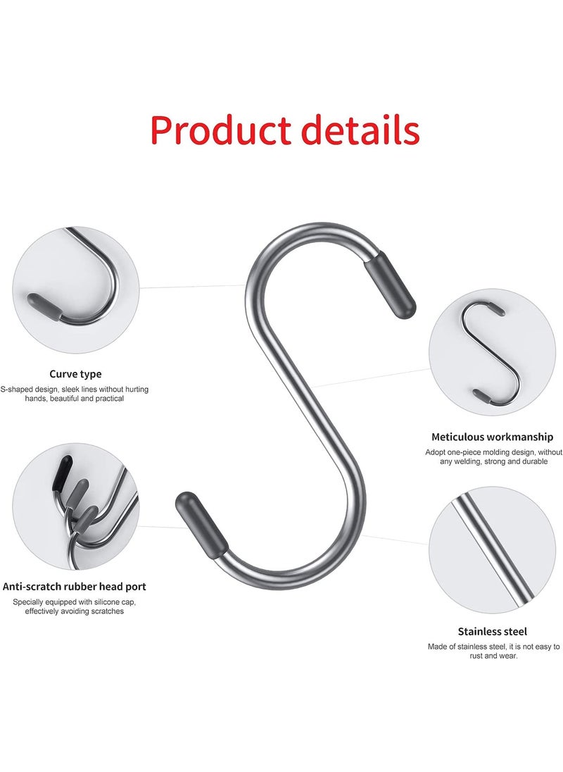 Turbid Turbid S Hook Large Vinyl Coated S Hooks with Stopper Non Slip Heavy Duty Steel Metal Black Rubber Coated Closet S Hooks for Hanging Jeans Plants Jewelry Pot Pan Cups Towels 8  - Image 3