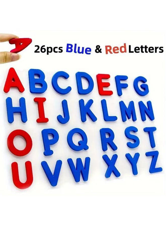 مجموعة ملصقات مغناطيسية ثلاجة للأحرف الأبجدية الكبيرة باللونين الأحمر والأزرق (مجموعة من 2 للمدرسة والفصل الدراسي) - Image 2
