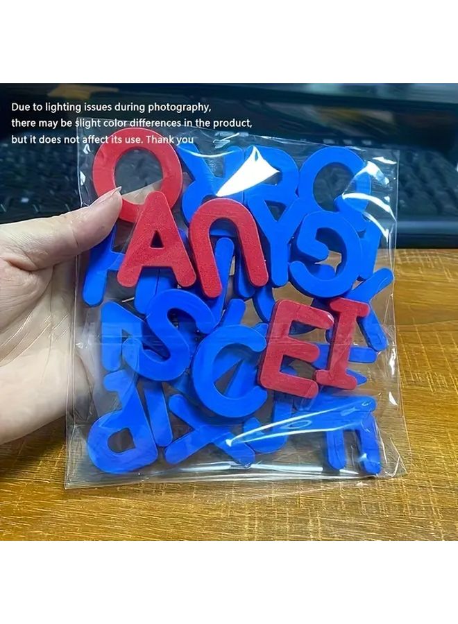 مجموعة ملصقات مغناطيسية ثلاجة للأحرف الأبجدية الكبيرة باللونين الأحمر والأزرق (مجموعة من 2 للمدرسة والفصل الدراسي) - Image 1