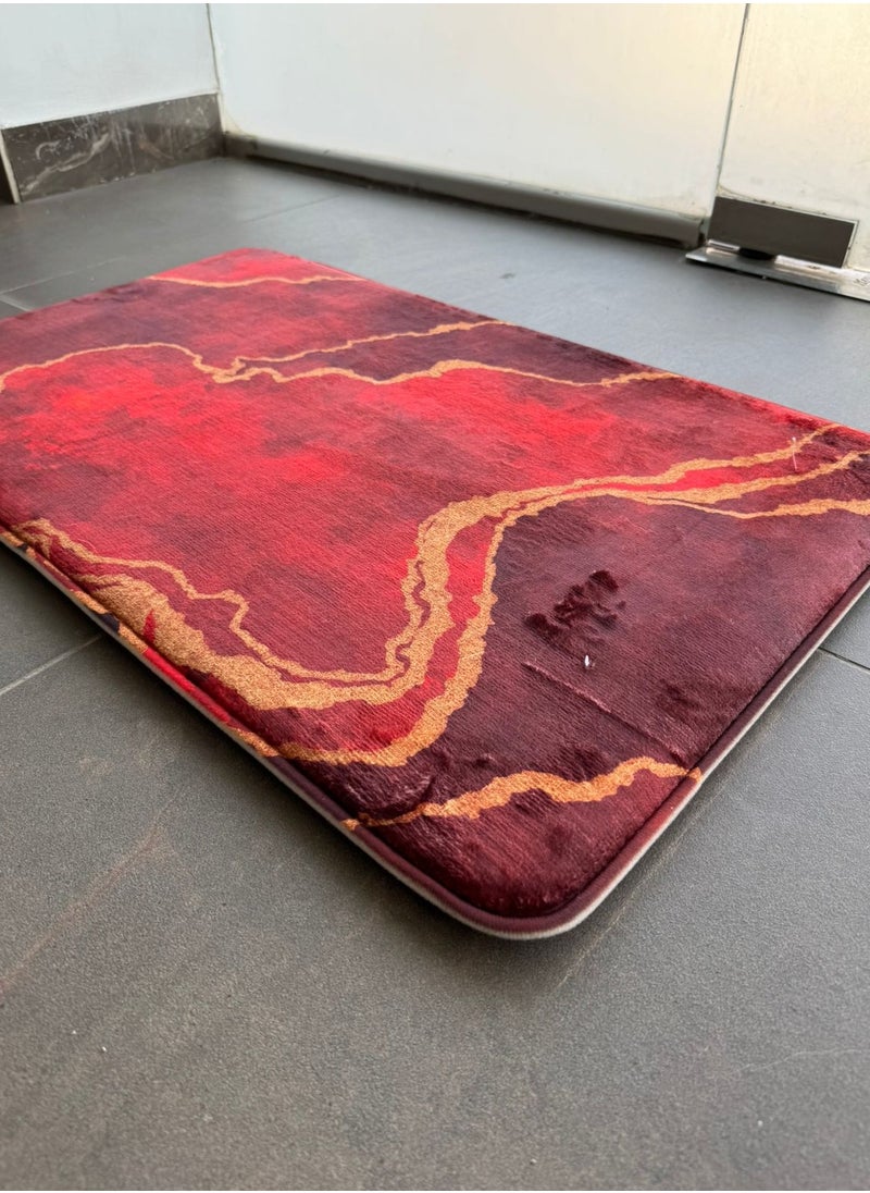 RIZARIES SuperSoft Burgundy Abstract Door Mat, Non-slip Washable, 50 x 80cm  - Image 4