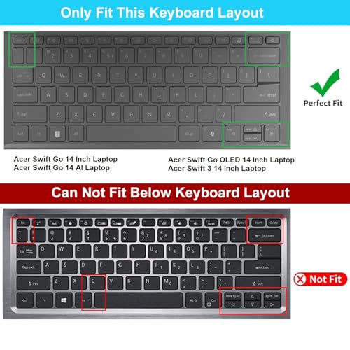 Saco Laptop Keyboard Protector Cover Compatible with Acer Swift Go 14 SFG14-41 | Acer Swift Go 14 AI SFG14-73, SFG14-73T | Acer Swift Go OLED SFG14-71 14 Inch Laptop - Image 2