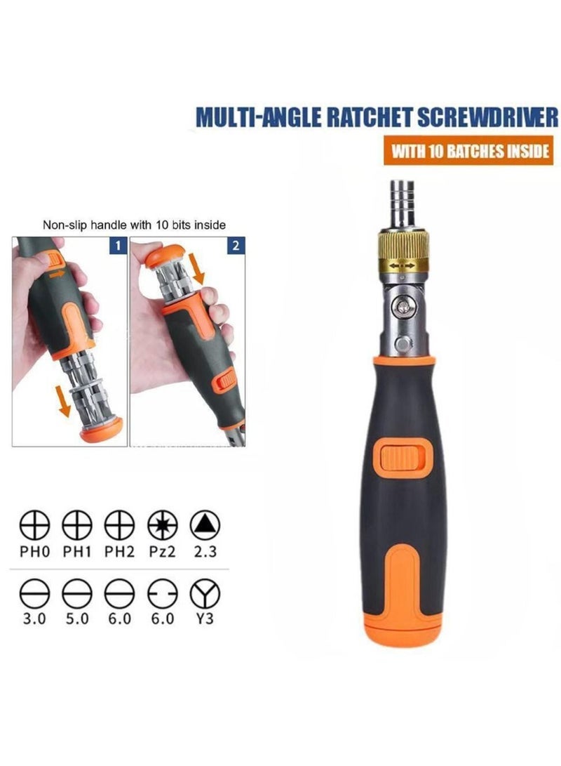 Household Portable 10 in 1 hidden Bit Multi angle Ratchet Corner Screwdriver Set Multi function Screwdriver - Image 3