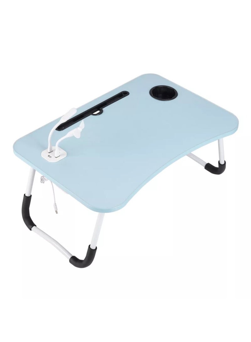 DubaiGallery Laptop Lap Desk, Foldable Laptop Tray with 4 USB Ports Storage Drawer and Cup Holder, Desk Stand for Bed Lap Tray Portable Standing Table for Bed Couch Floor  - Image 2