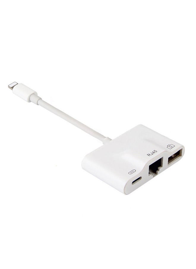 NIBEMINENT USB Camera Adapter For iPhone to RJ45 Ethernet Lightning Network Card White 