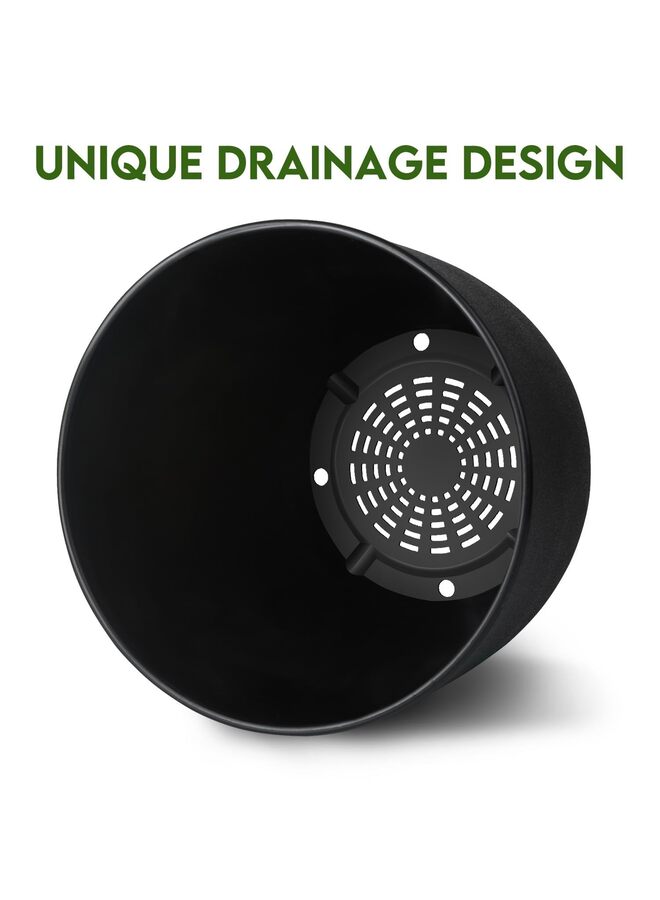 مجموعة من 2 وعاء نباتات مقاس 7 بوصات، وعاء زهور بفتحات تصريف متعددة الشبكات، وعاء نباتات للحدائق الداخلية والخارجية والزهور (أسود) - Image 4