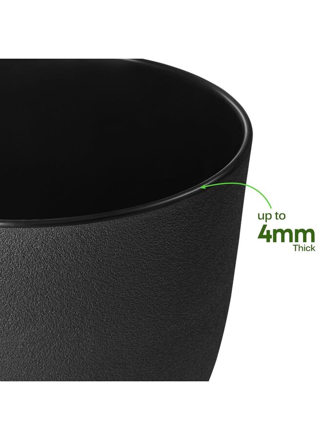 مجموعة من 2 وعاء نباتات مقاس 7 بوصات، وعاء زهور بفتحات تصريف متعددة الشبكات، وعاء نباتات للحدائق الداخلية والخارجية والزهور (أسود) - Image 3