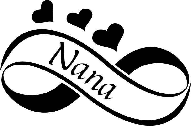 Nana with Hearts 6.5" Wide Black Vinyl Decal Sticker Car Truck #2002