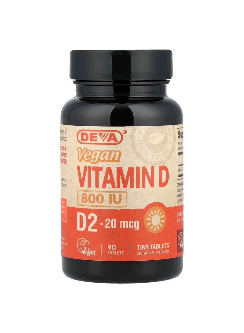 Deva Vegan Vitamin D2, 20 mcg (800 IU), 90 Tablets