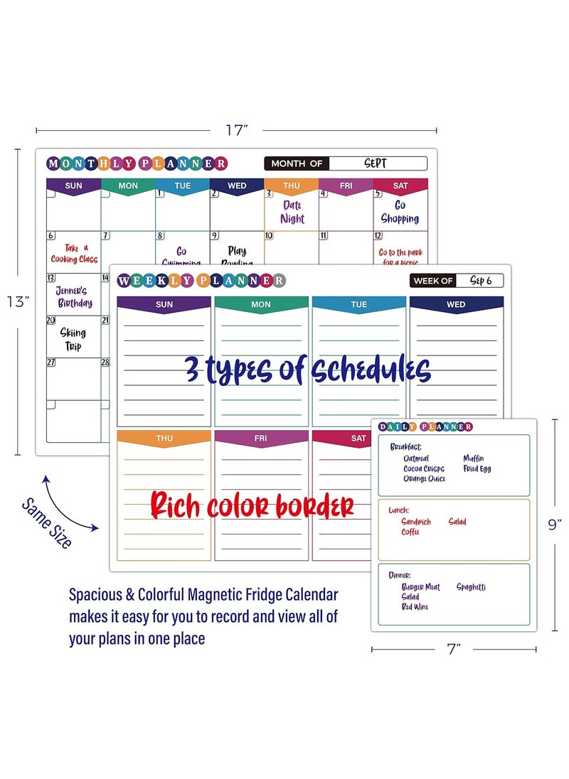 Kidepoch 3 Packs Dry Erase Fridge Calendar with 17x13 Inch Magnetic Fridge Calendar and Weekly Planner, 7x9 Inch Daily Organizer, Premium Whiteboard Calendar Set for Refrigerator  - Image 5