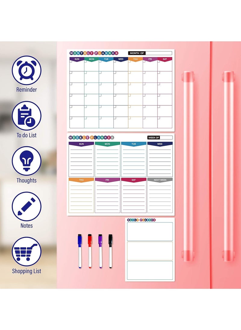 Kidepoch 3 Packs Dry Erase Fridge Calendar with 17x13 Inch Magnetic Fridge Calendar and Weekly Planner, 7x9 Inch Daily Organizer, Premium Whiteboard Calendar Set for Refrigerator  - Image 3