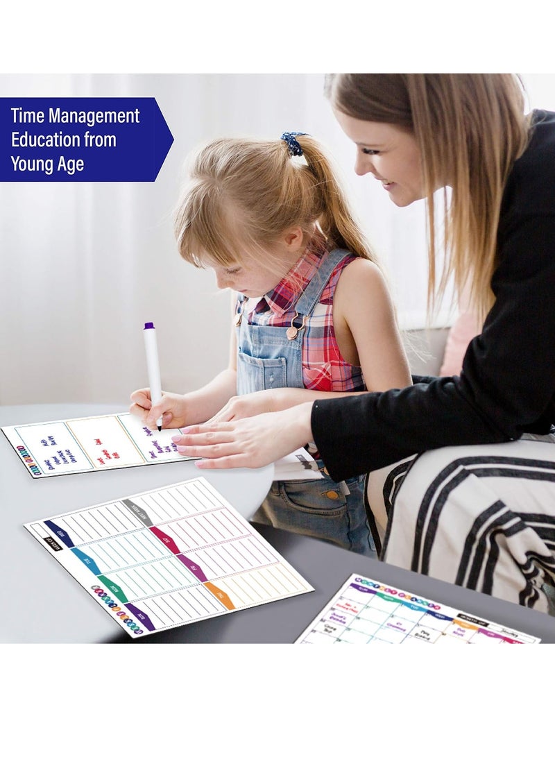3 Packs Dry Erase Fridge Calendar with 17x13 Inch Magnetic Fridge Calendar and Weekly Planner, 7x9 Inch Daily Organizer, Premium Whiteboard Calendar Set for Refrigerator