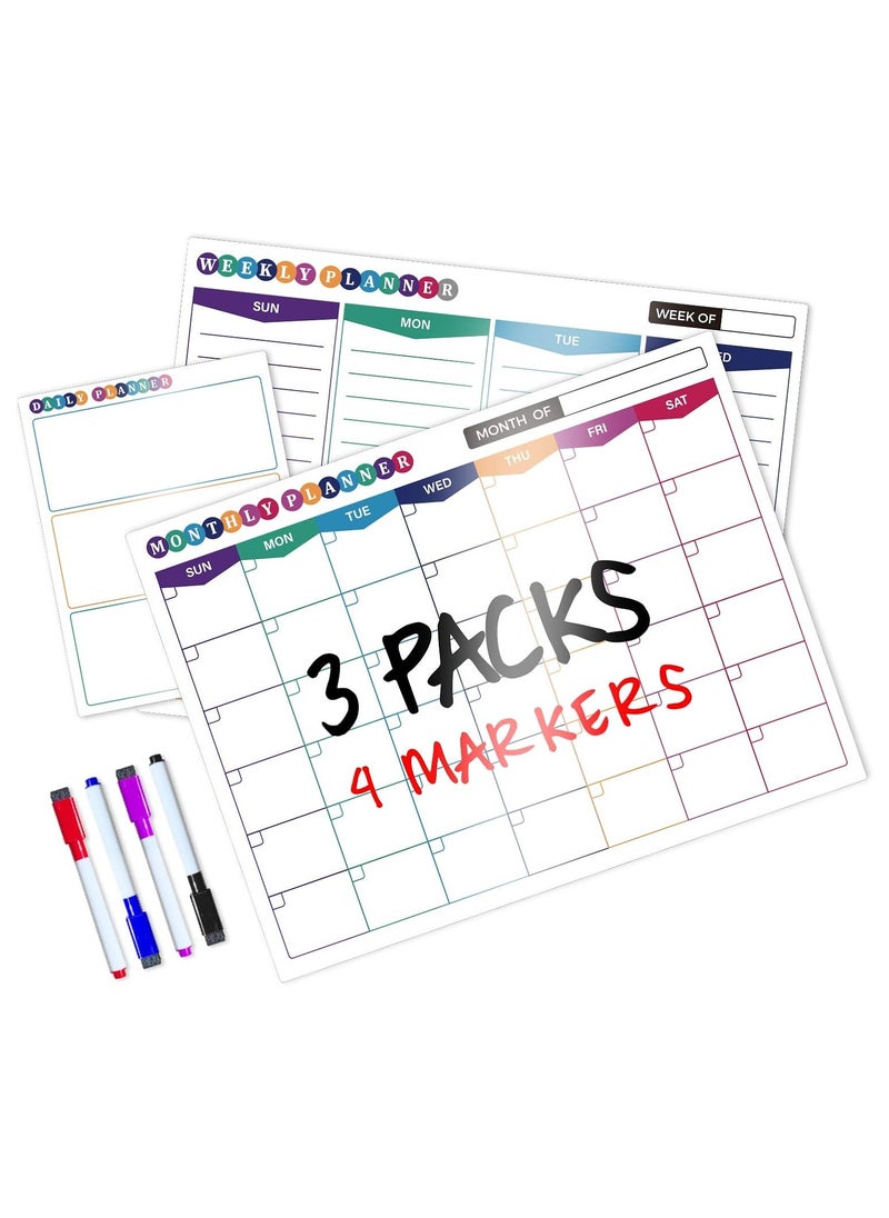 Kidepoch 3 Packs Dry Erase Fridge Calendar with 17x13 Inch Magnetic Fridge Calendar and Weekly Planner, 7x9 Inch Daily Organizer, Premium Whiteboard Calendar Set for Refrigerator  - Image 2