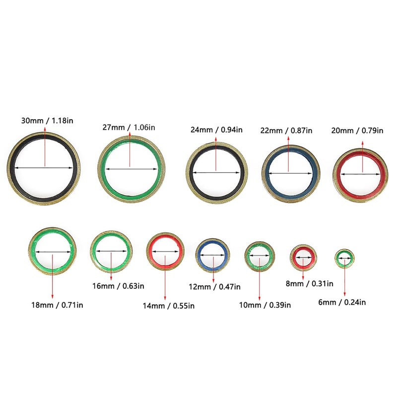 240 قطعة مجموعة صامولة مسطحة سدادة تصريف طوقة معدنية للتوصيلات الأنبوبية - Image 3