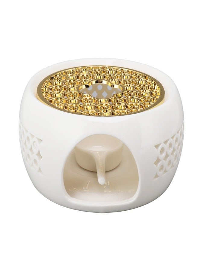 Fockety Teapot Warmer with Alloy Cushion and Candle Holder, High Temperature ResistanceProtects Teapots from Cracking Porcelain Tealight Heater - Image 1