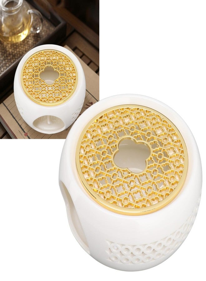 Fockety Teapot Warmer with Alloy Cushion and Candle Holder, High Temperature ResistanceProtects Teapots from Cracking Porcelain Tealight Heater - Image 5