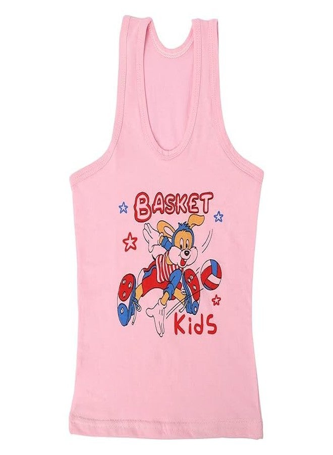 GSXMOL Coloured Junior Regular Fit Cotton Printed Sleevless Baniyan/Vest/Sando Innerwear for Kids/Boys Pack of 6 (9-12 Month) Multicolour - Image 4