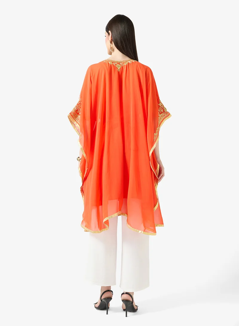 ارابيان كلوزيت Gold Embroidered V-Neckline Kaftan