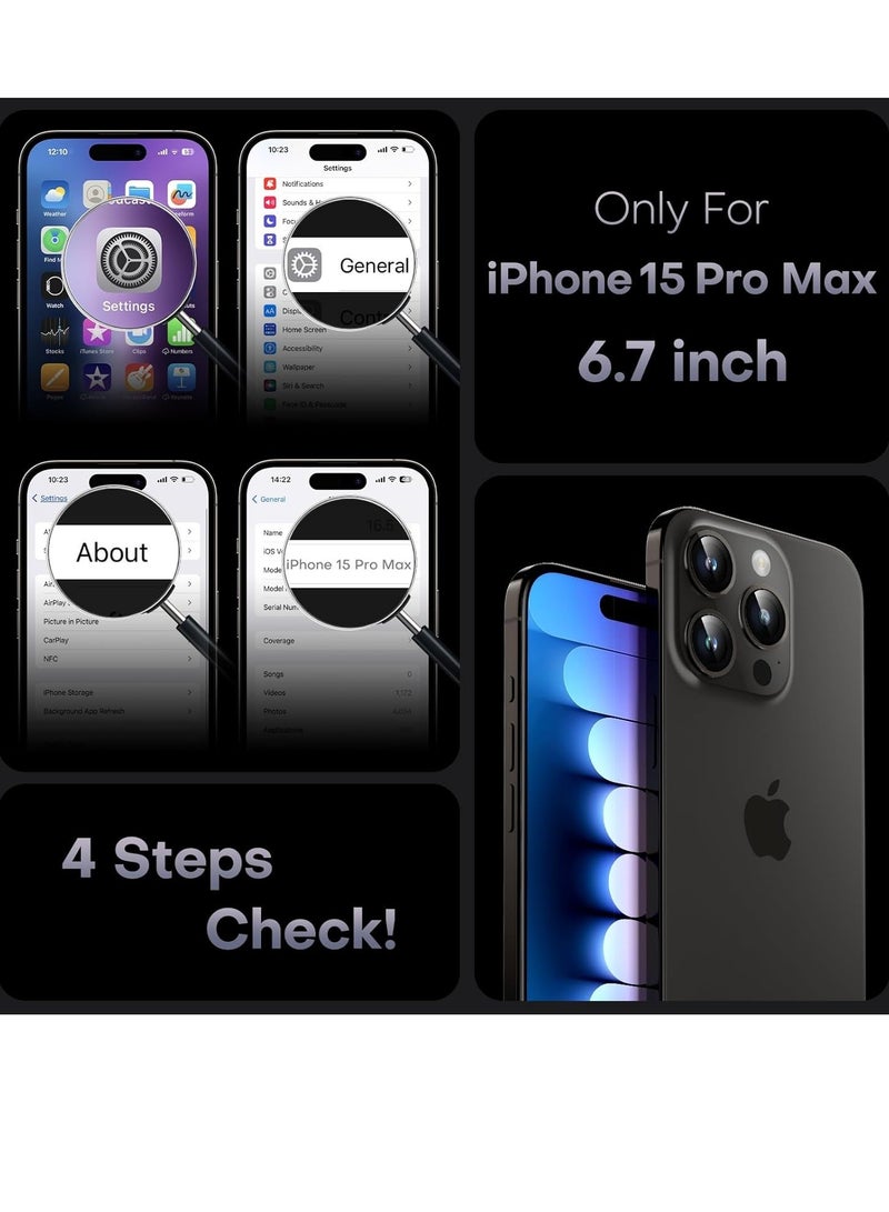 MUNTAQI 3 in 1 Magnetic for iPhone 15 Pro Max Case, Upgraded [Full Camera Protection] Fit for MagSafe [Military Grade Drop Tested] Translucent Matte Back Phone Bumper 6.7", Gray - Image 2