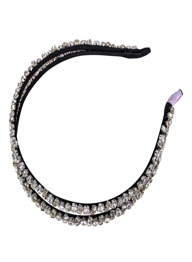 CHOKO Handmade Elegant Stone Work Double Hairband for Women, Girls (Age: 6 to Adult) - Black, Clear - CHK197 - Image 2