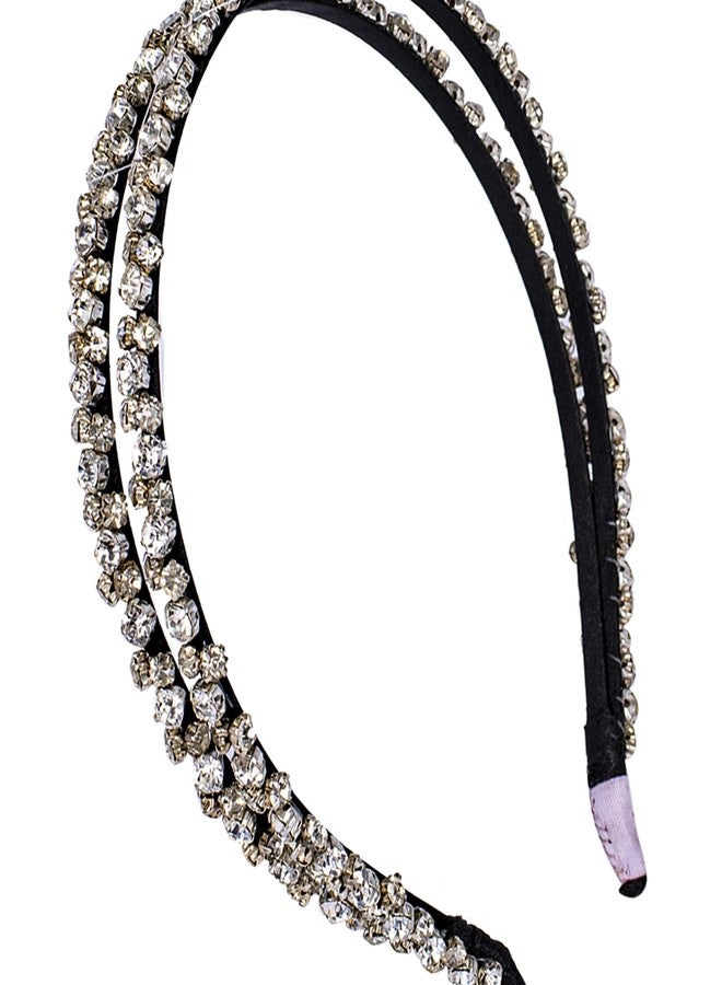 CHOKO Handmade Elegant Stone Work Double Hairband for Women, Girls (Age: 6 to Adult) - Black, Clear - CHK197 - Image 5