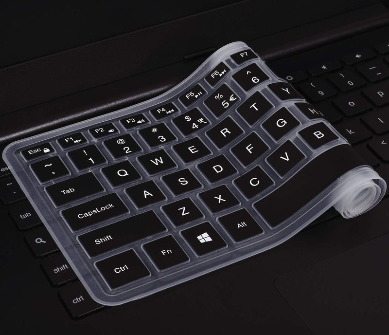 Saco Chiclet Keyboard Skin for Dell Inspiron 3552 15.6-inch Laptop - Black with Clear - Image 3