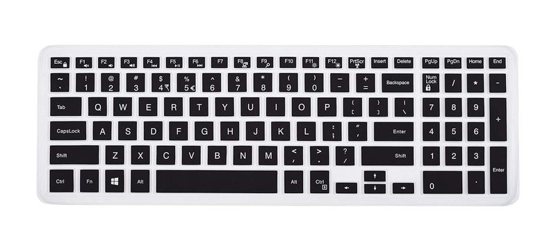 Saco Chiclet Keyboard Skin for Dell Inspiron 3552 15.6-inch Laptop - Black with Clear - Image 1
