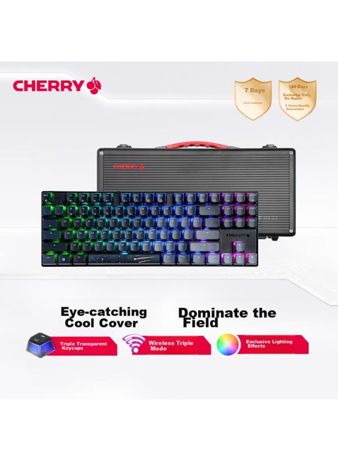 Cherry Mx8.2 Xaga Wireless Keyboard, Bluetooth Tri-mode Mechanical Keyboard, Compatible With Mac System, Triple-shot Pbt Keycaps, Customizable Keyboard, Black Brown Switch - Image 1